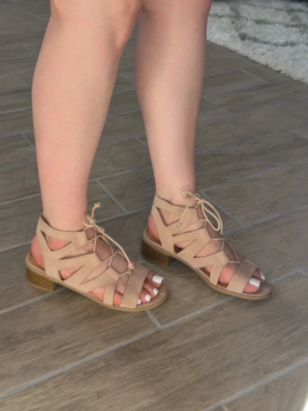 Charlotte Russe Lace-Up Cutout Block Heel Sandals